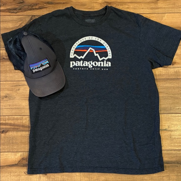 Patagonia Other - Patagonia Dark Navy Logo T-Shirt with Matching Navy Trucker Hat